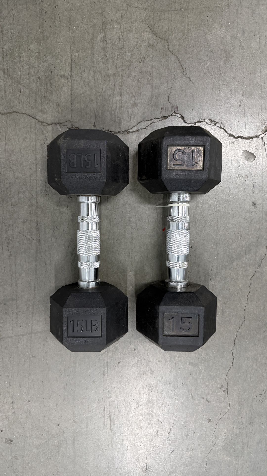 Rubber Hex Dumbbell Set - 15 lbs
