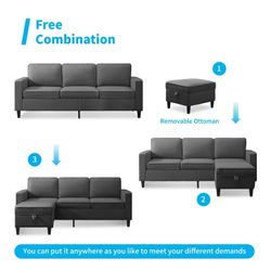 Ottoman And Couch 🛋️ Brand New With Storage Compartment 