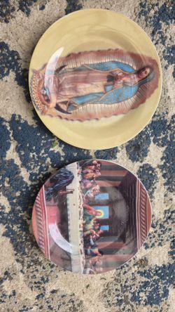 CASH ONLY Religious Decorative Ceramic Plates Set of 2