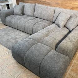 Grey Linen Sofa Sectional 
