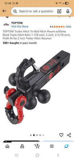TOPTOW Trailer Hitch Tri-Ball Hitch Mount w/Matte Black Triple Hitch Balls 1-7/8-inch, 2-inch, 2-5/16-inch Multi-fit for 2 inch Trailer Hitch Receiver
