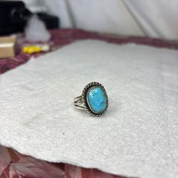 925 Sterling DL Navajo Turquoise Ring 