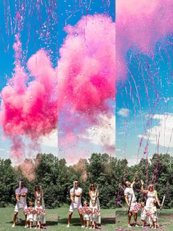 2- Confetti + Powder + Streamers Gender Reveal Cannons × 2 32" / Light Pink + Dark Pink / Yes - Without Color Label