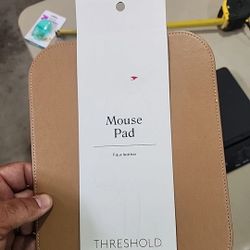 Threshold Mouse Pad Faux Leather Tan Color Cork Backing New (206)