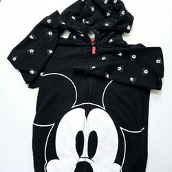 Disney Store Mickey Mouse Kids Unisex Jacket Black Full Zip-Up Hoodie Size 9/10 