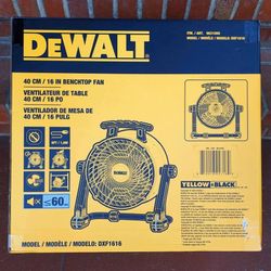 NEW DeWalt 16 inch 3 speed 360° tilting workshop benchtop freestanding or hanging industrial drum fan