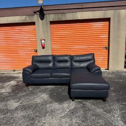 Stunning Genuine Leather Sofa With Chaise
