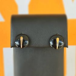 14k solid yellow gold onyx earrings