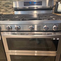Samsung Flex Duo 5 burners and Air Fry Convection Oven Freestanding Double Oven Gas