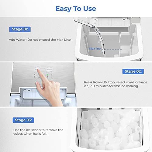 Ice Maker Machine for Countertop, Dreamiracle Ice Cubes Ready in 6 Mins, 33 lbs Ice in 24 H