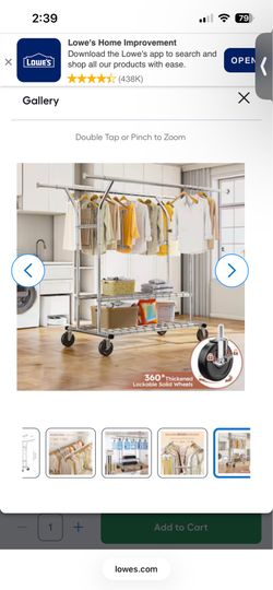 Rolling double rod clothing with shelves