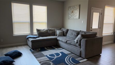 Gray Fabric Sleeper Sectional Sofa