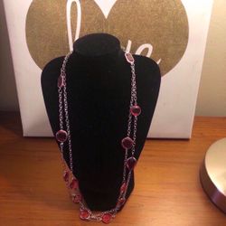 Pink And Silver Long Necklace 