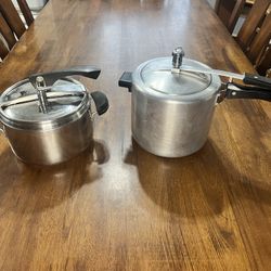 Set Of Two (2) Lagostina Stainless Steel And Hawkins Aluminum Pressure Cookers