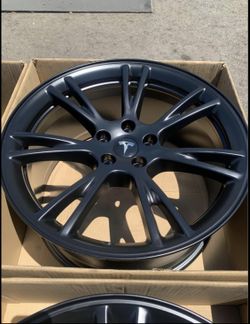 Model Y Gemini 19x9.5 Rims Only Powder Coated Matte  Black 