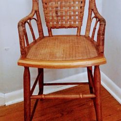 Beautiful Antique Heywood Wakefield Wicker Chair w/ Tag & Historic Note 