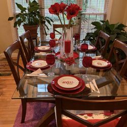 Glass Table With 6 chairs For Sale