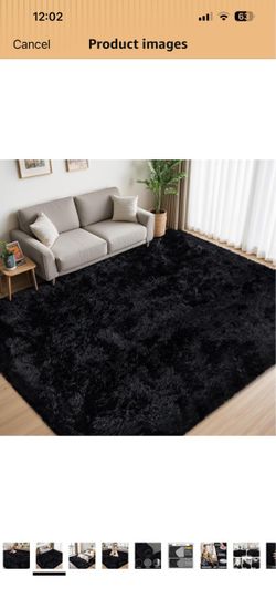 8x10 Area Rug for Living Room,Black Fluffy Shag Non-Slip Bedroom Rugs Ultra Soft Large Fuzzy Plush Indoor Carpet，Washable Rugs for Bedroom Kids Nurser