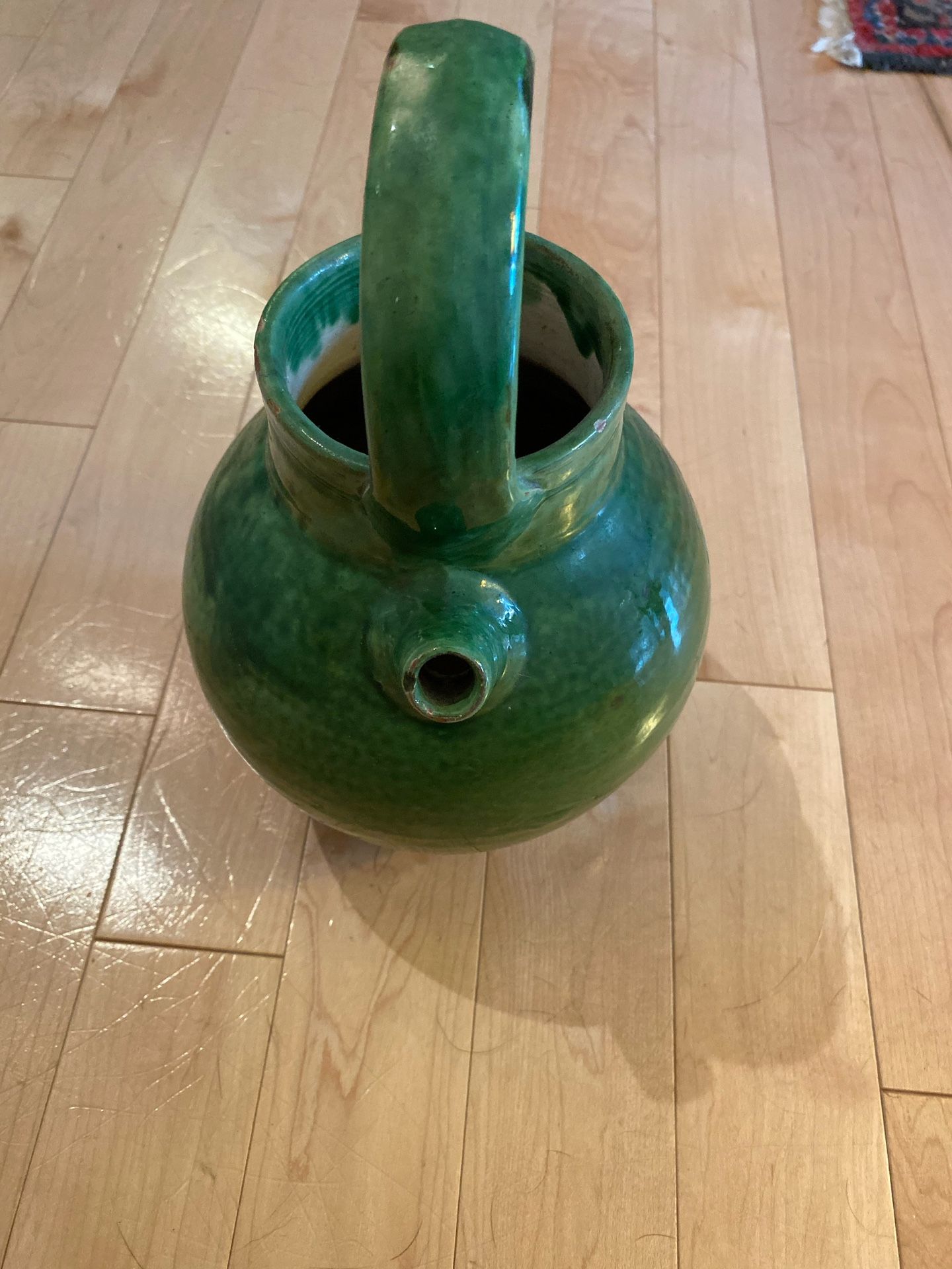 Vintage Ceramic Flower Pot Planter, Art Pottery, Succulent Green Plant Pot. Condition is Used. H 10.5" x W 7".