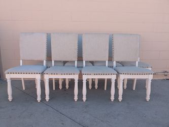 Set of 6 Upholstered Dining Chairs with Nailhead Trim