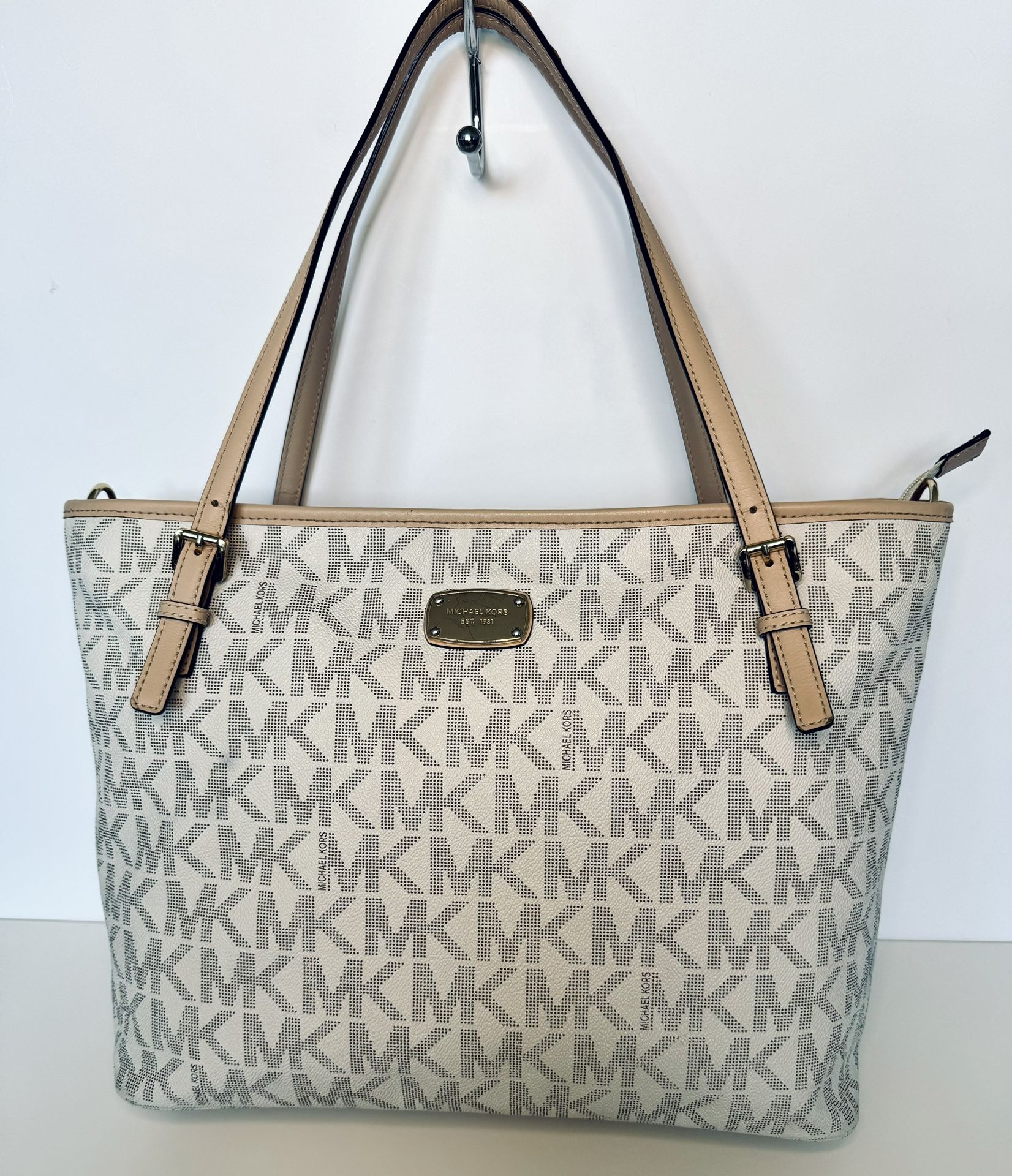 Michael Kors Jet Set Diaper Bag Tote Large Vanilla Cream Coated Canvas