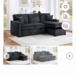 $380 sectional couch pull out bed with storage plus usb cup holder