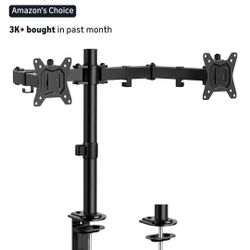 Dual Monitor Arm For Desk And Two Blue Light Monitor Protectors