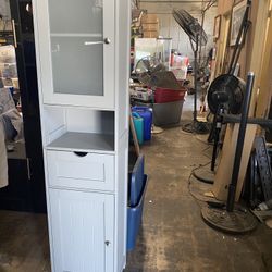 Wood Gray Bathroom Storage Cabinet 66” High X 15” Wide X 12” Deep 