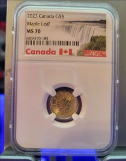1/10 Troy Oz 2023 Canada Maple Leaf 9999 Fine Gold Coin Graded MS 70 BY NGC