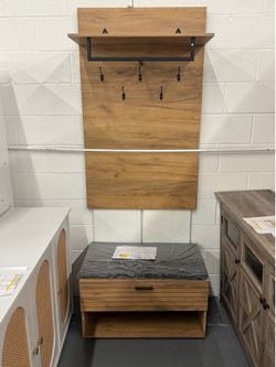 Entryway Coat Rack Bench Set with Storage
