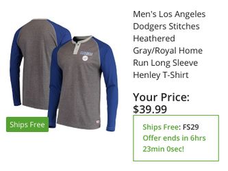 Dodgers Henley T-Shirt 2XL