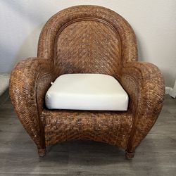 Pottery Barn Malabar Woven Rattan Chair With Cushion Pick up in Rocklin, no holds, cash only