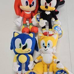 Sonic The Hedgehog 12" Plush Set Of 4 NEW