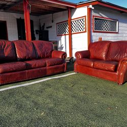 100% leather sofa and loveseat