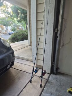 Two small fishing poles with reel and line.