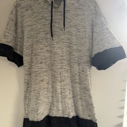 Akademiks Men's Short Sleeve Hooded Pullover Gray Black Cotton Hoodie L