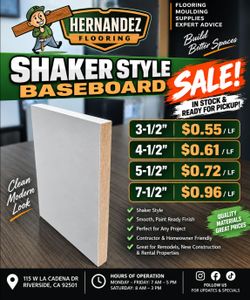 MDF Shaker Style Baseboards on Sale
