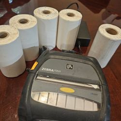 Zebra ZQ520 Mobile Bluetooth Thermal Printer with Power Adapter & 5 Rolls of Paper