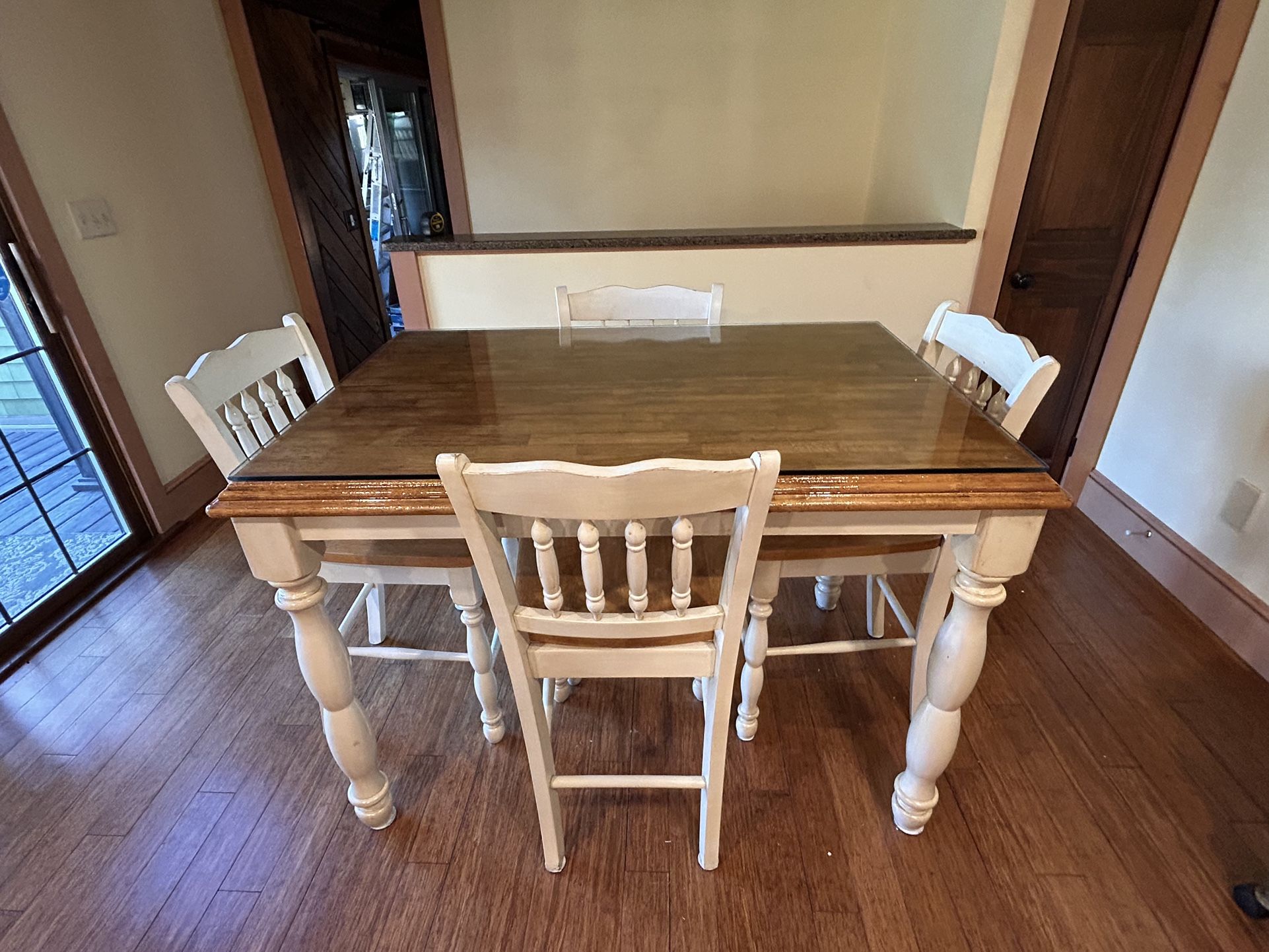 36”X52” Dining Room Table With Heavy Glass Top