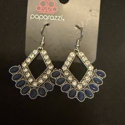 Paparazzi Blue Silver Tone Dangle Earrings