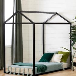Black metal, twin size tent bed