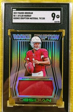 2019 Panini Obsidian ROOKIE ERUPTION Kyler Murray Material /100 #RE-1 RC SGC 9.0