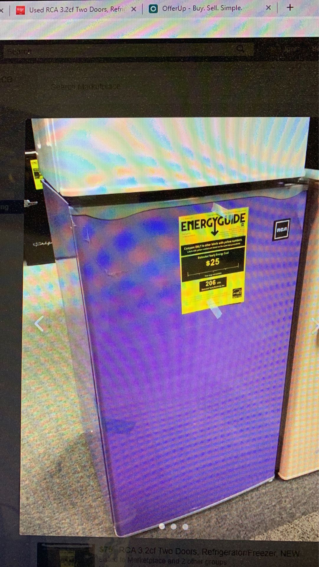 RCA 3.2cf Purple Refrigerator, Small Dent, NEW