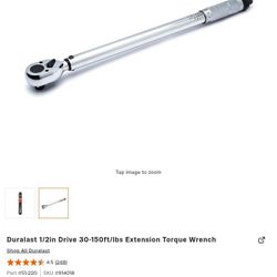 Duralast 1/2in Drive 30-150ft/lbs Extension Torque Wrench