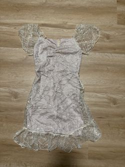 Styled Shimmering Silver and Cream Mini Dress