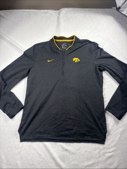 Nike Dri Fit Iowa Hawkeyes Quarter Zip Pullover Men's Medium Black Long Sleeve