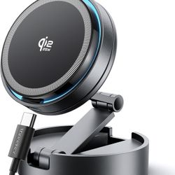 New-Qi2 25W Certified】 MagSafe Car Mount Charger with Cooling Fan&LED Light, 360° Rotating Fast Wireless Charger & Phone Holder for iPhone 17-12, Gala