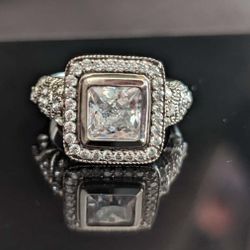 Solid 925 Sterling Silver Engagement Ring