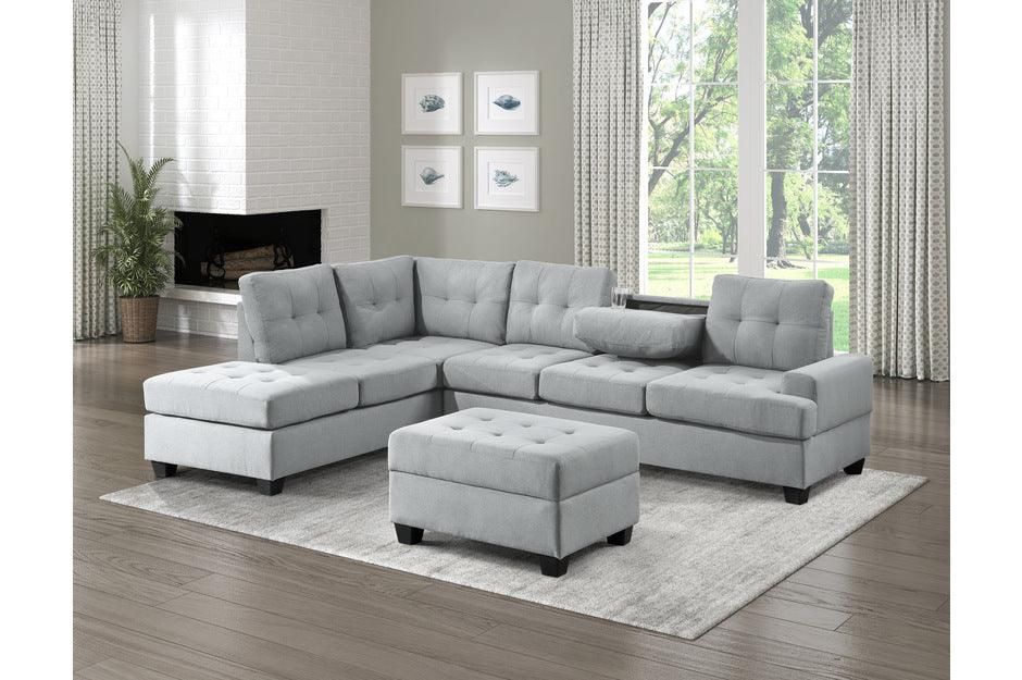 Tariff Busting Sale!!Sofa Chaise Sectional With Bonus Storage Ottoman On Sale Just $698!! Get This Deal & Many Many More At Alex Furniture!! 