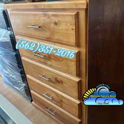 Oak Five Drawer Solid Wood With Bar Handle Knobs Cajonera 